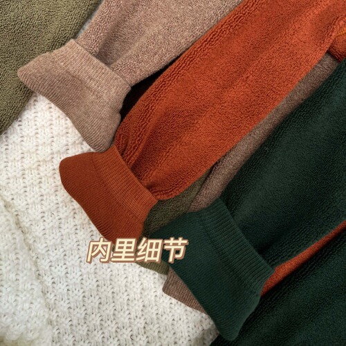 Autumn and winter infants, boys and girls, thickened high-waist navel-protecting slings, teddy velvet pantyhose, leggings, weight-lifting pants