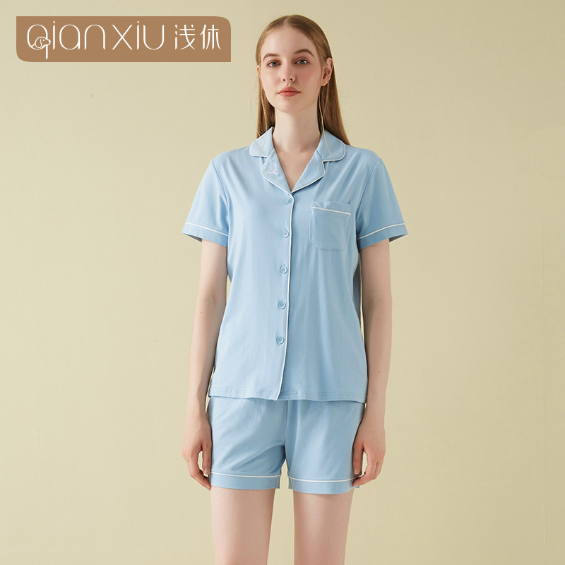 Loose Plus Size Pajamas for Women, Light Summer New Cardigan Home Wear Set, Knitted Cotton Pajamas for Women