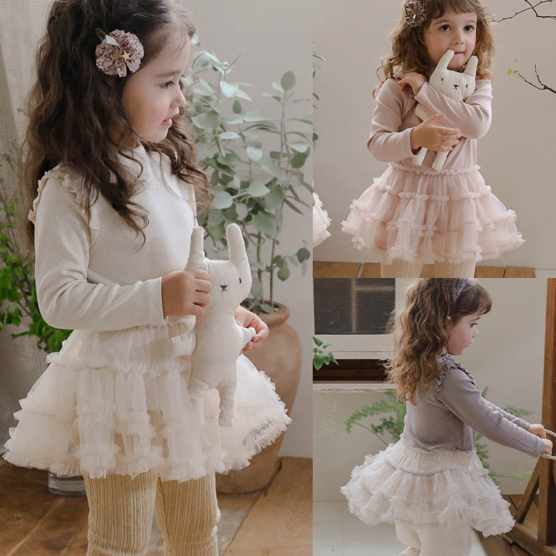 Girls Dress Autumn New Strawberry Shan Korean Children's Girls Fashionable Mesh Skirt Long Sleeve Princess Dress