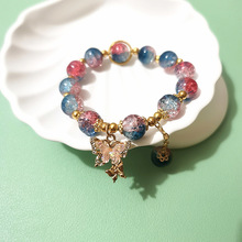 2025新敦煌风碎花珠金蝴蝶手链女闺蜜高级感百搭串珠手串学生饰品