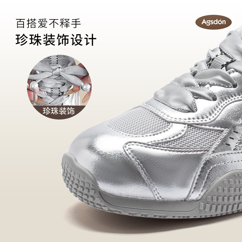 Augu ShiDeng red zapatos blancos para mujeres 2026 nuevo tipo de primavera zapatos deportivos casuales con suela blanda zapatos de entrenamiento de la escuela