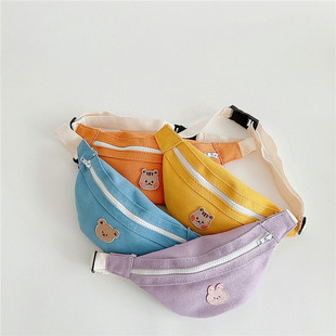 Korean ins Children's Crossbody Bag Little Bear Boys and Girls Cute Canvas Backpack Baby's Travel Waist Bag