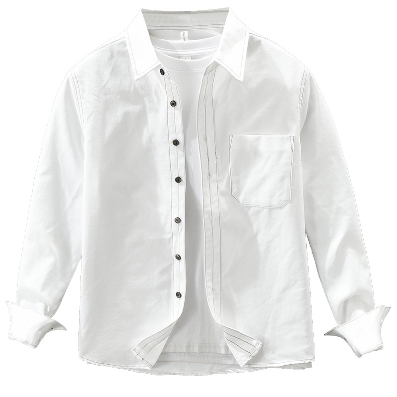 Camicia casual da uomo a maniche lunghe in stile workwear_voghion.com