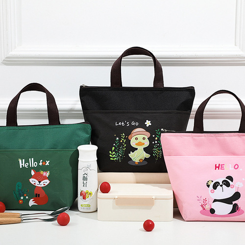 New Thickened Waterproof Tote Lunch Bag Aluminum Foil Insulated Bag Oxford Cloth Handbag Lunch Bag Cartoon Rice Box Bag