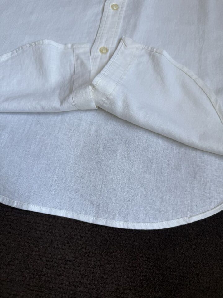 Áo sơ mi nữ tay dài cổ ve thêu hình ngựa nhỏ chất liệu lanh phối cotton dáng suông — Nâng cấp trắng tinh khiết chi tiết 2