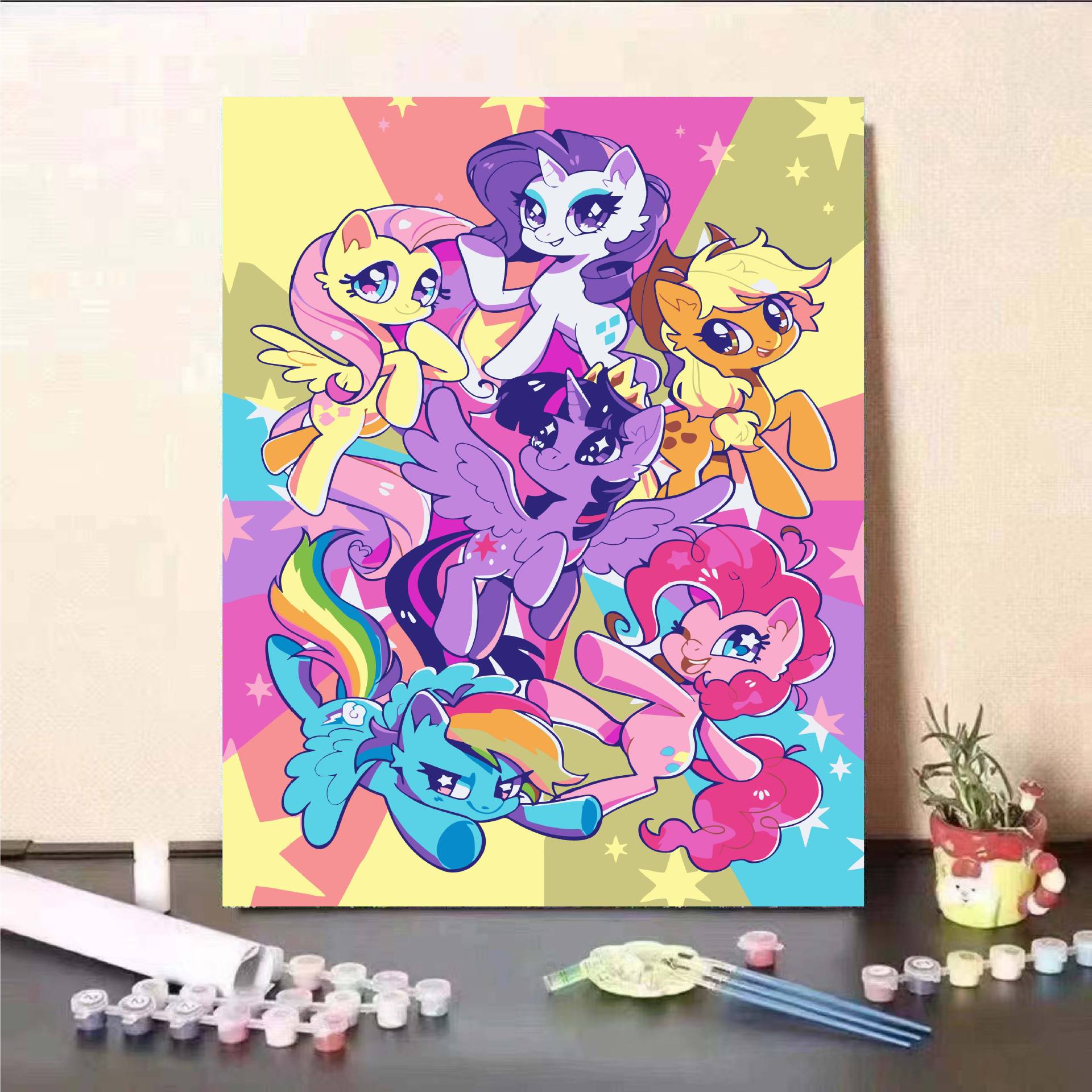 Ponies Paoli pintura al óleo digital DIY dibujos animados pintura al óleo para niños color relleno de pintura al óleo decoración