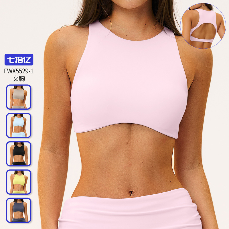 Cross-Border Brushed Fabric Yoga Sports Bra with Backless Design, High Elasticity, Shockproof, with Chest Pads, Beautiful Back Fitness Top 5529 Cross-Border Brushed Fabric Yoga Sports Bra with Backless Design, High Elasticity, Shockproof, with Chest Pads, Beautiful Back Fitness Top 5529