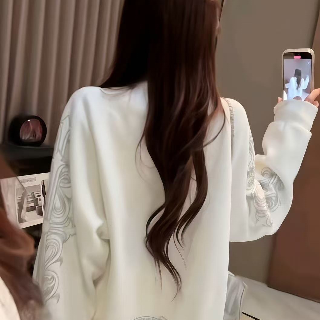 ZM825 Trendy New Versatile Hooded Zipper Jacket, Autumn Fashionable Rhinestone Long-Sleeved Women's Clothing