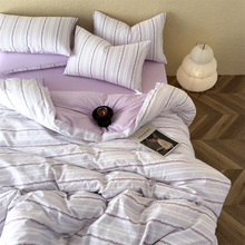 小清新田园风全棉色织提花三四件套小碎花床单被套四季床上用品