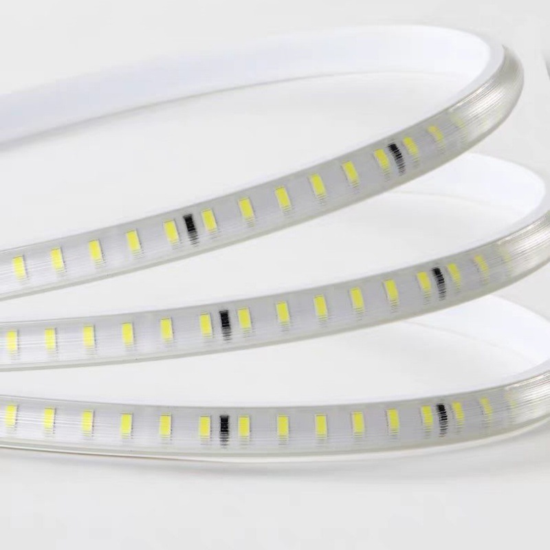 Cinturón de lámpara sin conductor al aire libre correa de lámpara impermeable LED de silicona de alta luminosidad correa de lámpara de manguito 220V PVC impermeable doble fila de alto voltaje