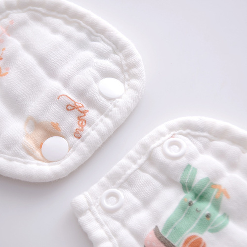 口水巾 儿童婴儿母婴花瓣围嘴 360度水洗四层围兜 纯棉印花口水巾