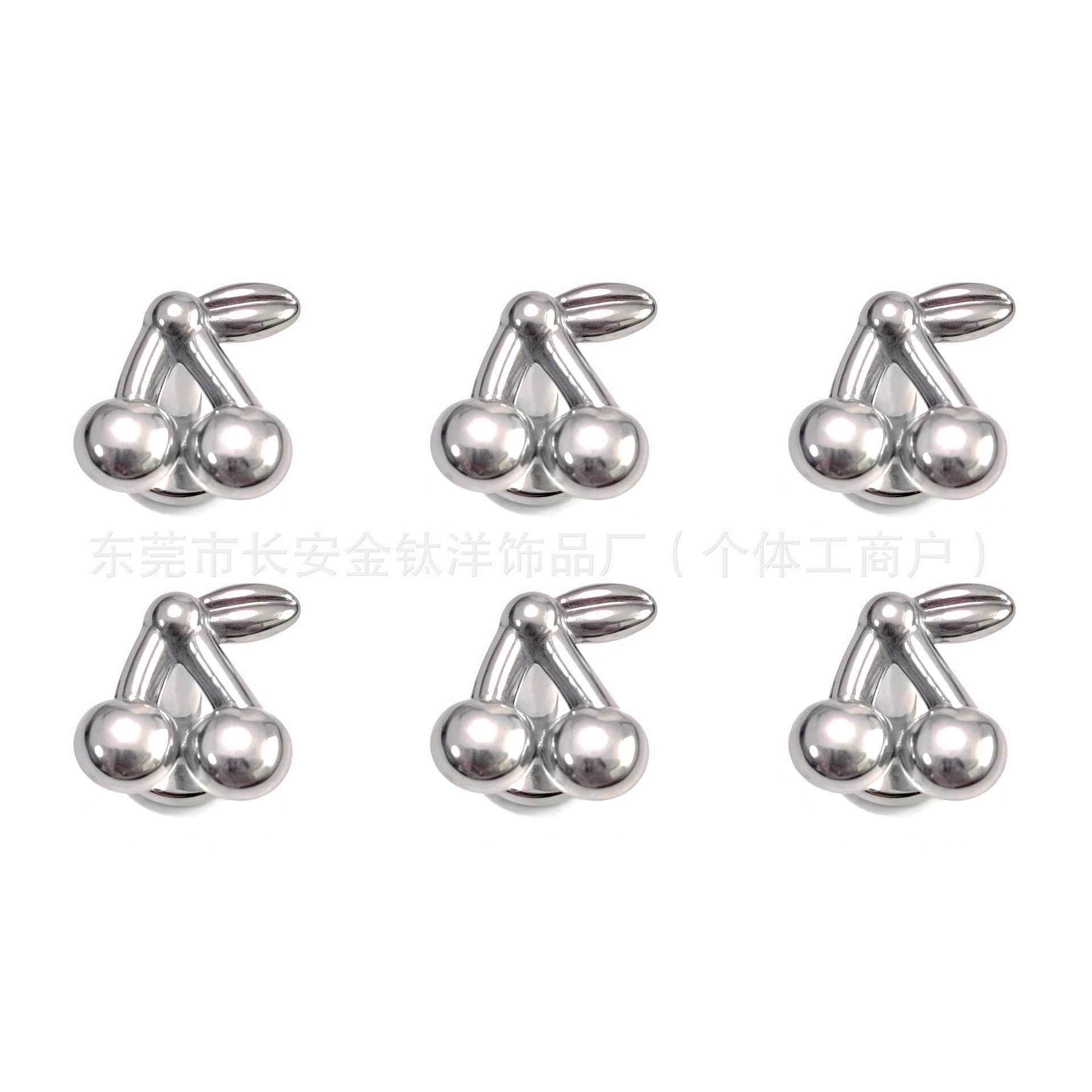 F136 Titanium Inner Tooth Cute Cherry Earring Nose Nail Ear Bone Nail Cochlear Nail G23 Titanium Alloy Body Piercing Jewelry detail image 8