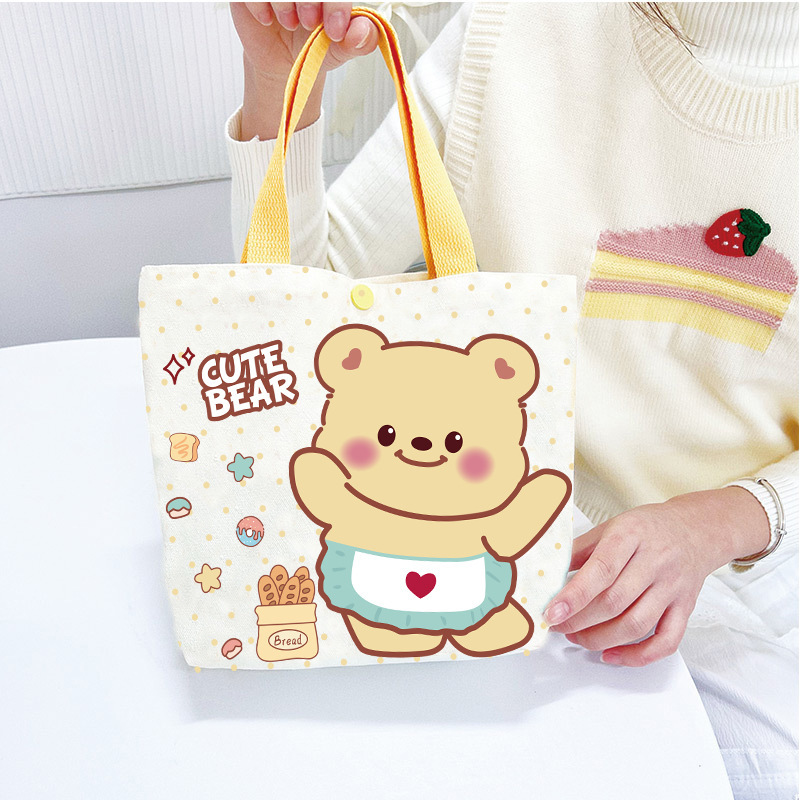 かわいいクマの記念品ハンドバッグ、子供の誕生日、満月、百日祝い、一歳のキャンバス製お返しギフトバッグ|undefined