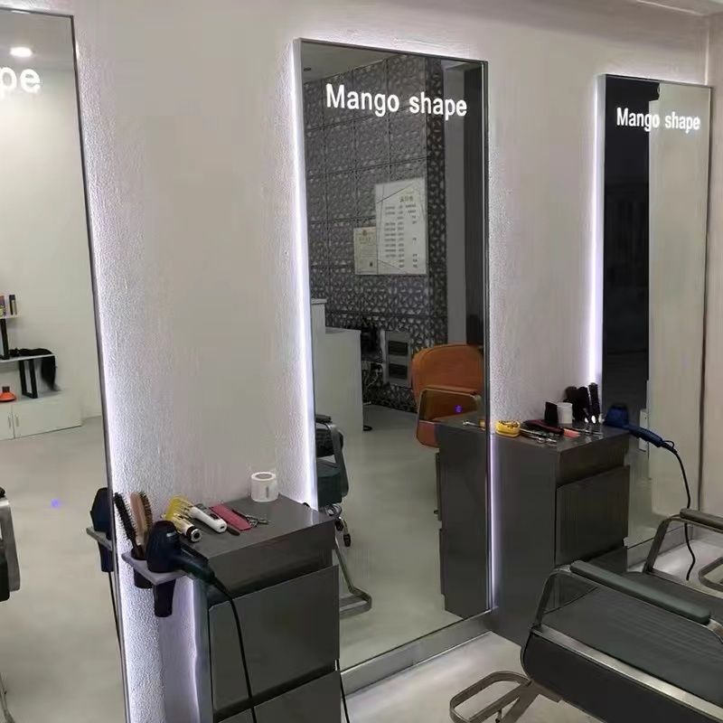 Tocador de Peluquería con Espejo Monofacial de Metal con Luz LED para Barbería image 22