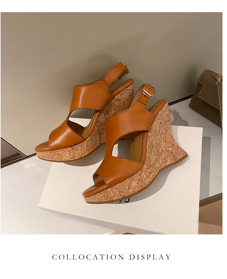 Sandal cao gót nữ da bò thật đế xuồng platform mũi hở gót siêu cao 2025 — nâu, Tím, Màu trắng nhạt chi tiết 25