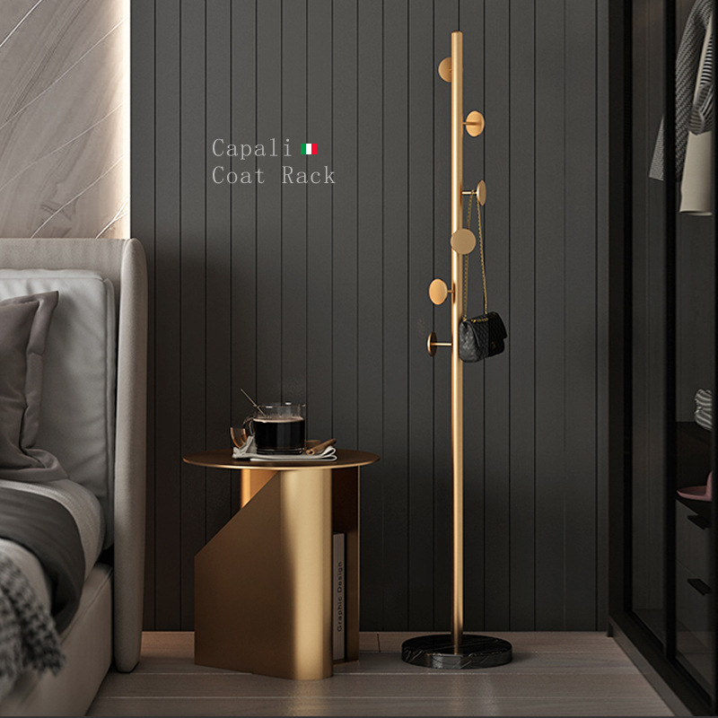 Italian-Style Light Luxury All-Copper Floor-Standing Coat Rack for Home Bedroom Entrance Hallway Clothes Rack Room Corner Clothes Hanger