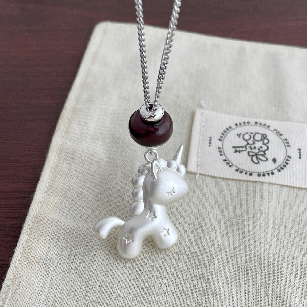 Korean Unicorn Pendant Long Necklace Women's Fashion Accessible Luxury Niche Design High-End Simple Versatile Sweater Chain