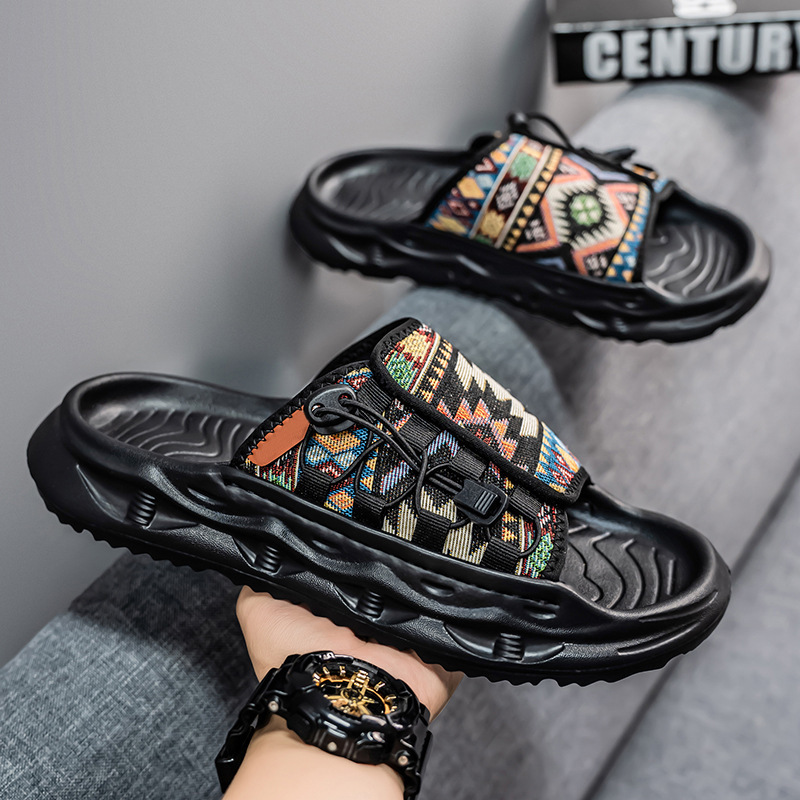 Cross-border new ultra-light soft-soled slippers men's sandals trendy all-match summer breathable non-slip one-word sandals