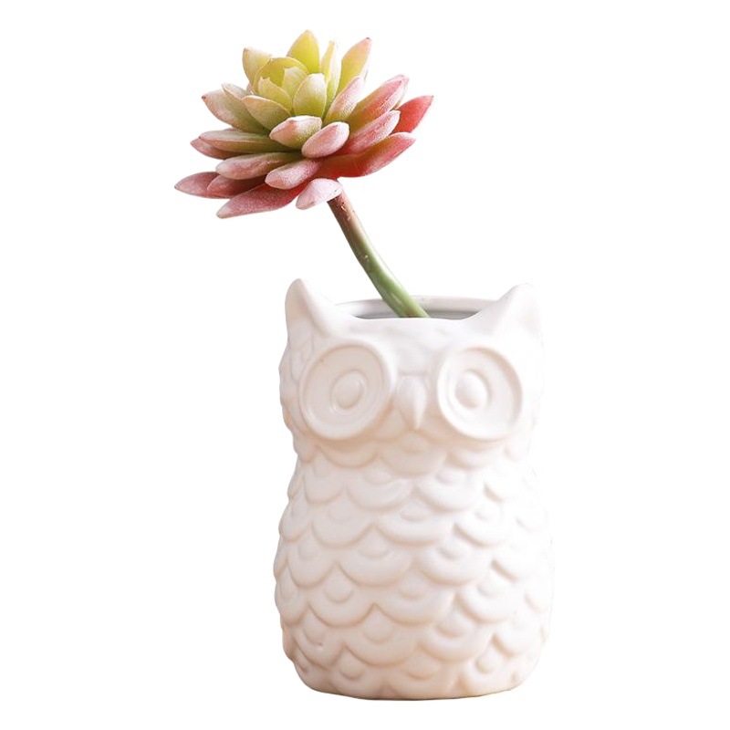 Nórdico simple decoración del hogar gris blanco búho florero de cerámica decoración dormitorio creativo decoración suave