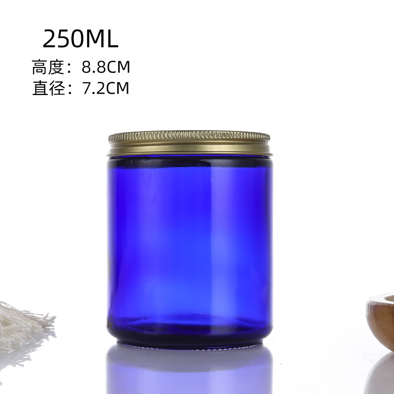 250ml taza de vela de vidrio marrón aromaterapia diy taza vacía con tapa botella de vela de vidrio transparente candelero fragancia taza vacía