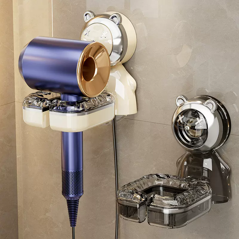 轻奢水波纹手转浴室吹风机置物架家用指甲电吹风挂架小熊ins风架