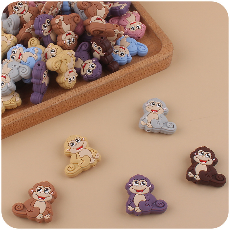 Nuevo bebé suministros dibujos animados animal mono silicona teether creativo DIY chupete cadena pulsera teether Accesorios