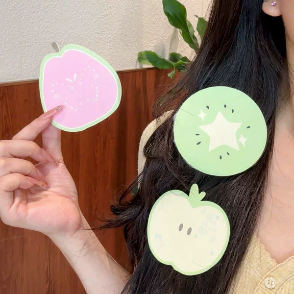 Cute Cartoon Fruit Traceless Magic Stickers, Soft and Adorable Guava and Apple Hair Clips for Girls, Bangs Organizer
