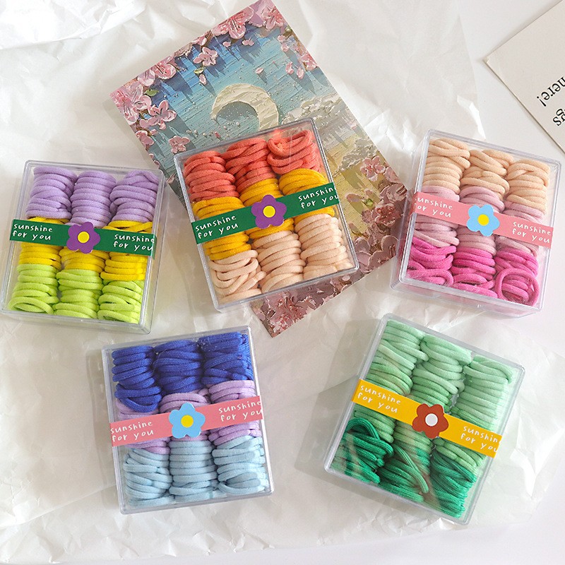 Banda de goma para niños en caja banda de cabello para niños banda de cabello para niñas banda de goma para niñas lazo de pelo para bebés no duele el pulgar del cabello