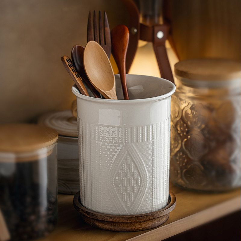 Buenas cosas recomendadas creativas en relieve drenaje de cerámica tanque de cocina horquilla de cocina tanque de almacenamiento doméstico exportación transfronteriza