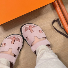 牛皮版~懶人魔術貼真皮勃肯拖鞋女夏博肯厚底半拖鞋松糕半托涼拖