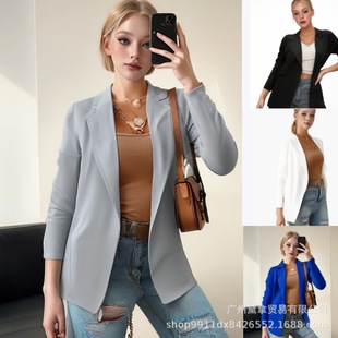 Same-Day Delivery Amazon Cross-Border Independent Site European and American Urban Fashion Women's Long-Sleeve Slim-Fit Casual Blazer
