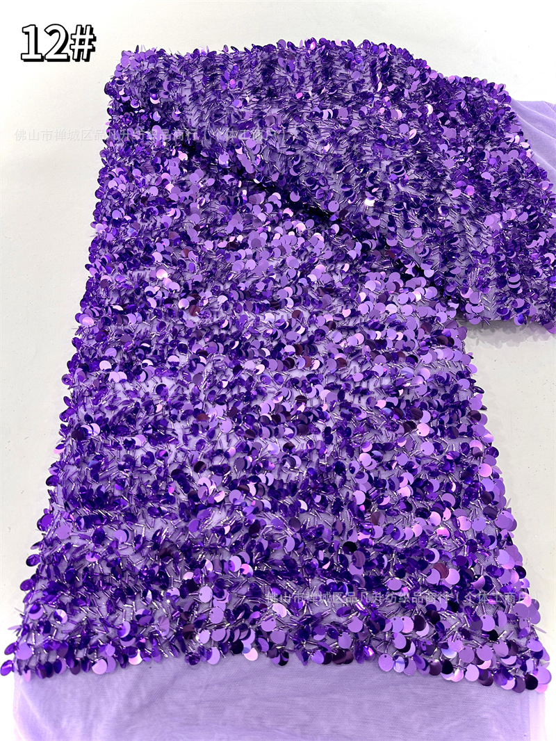 Inventario de malla elástica bordado de sequillas modelo de baile de moda cena vestido de moda tela de ropa