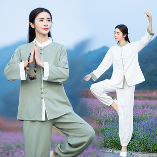 2022 Spring and Autumn New retro improved cotton and linen yoga clothes practice clothes casual three-quarter sleeve women's clothing suit