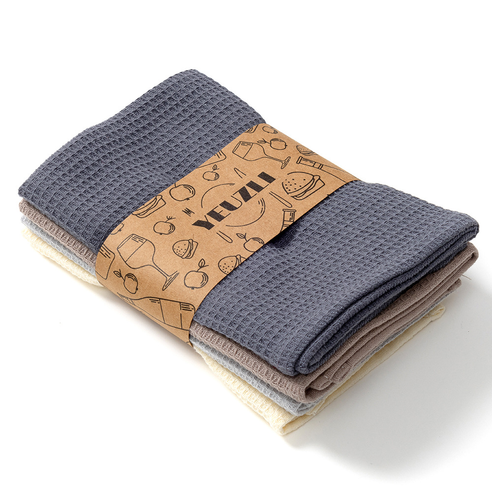 Etiquetado transfronterizo algodón toalla de cocina waffle simple piña toalla cuadrada multifuncional toalla de limpieza