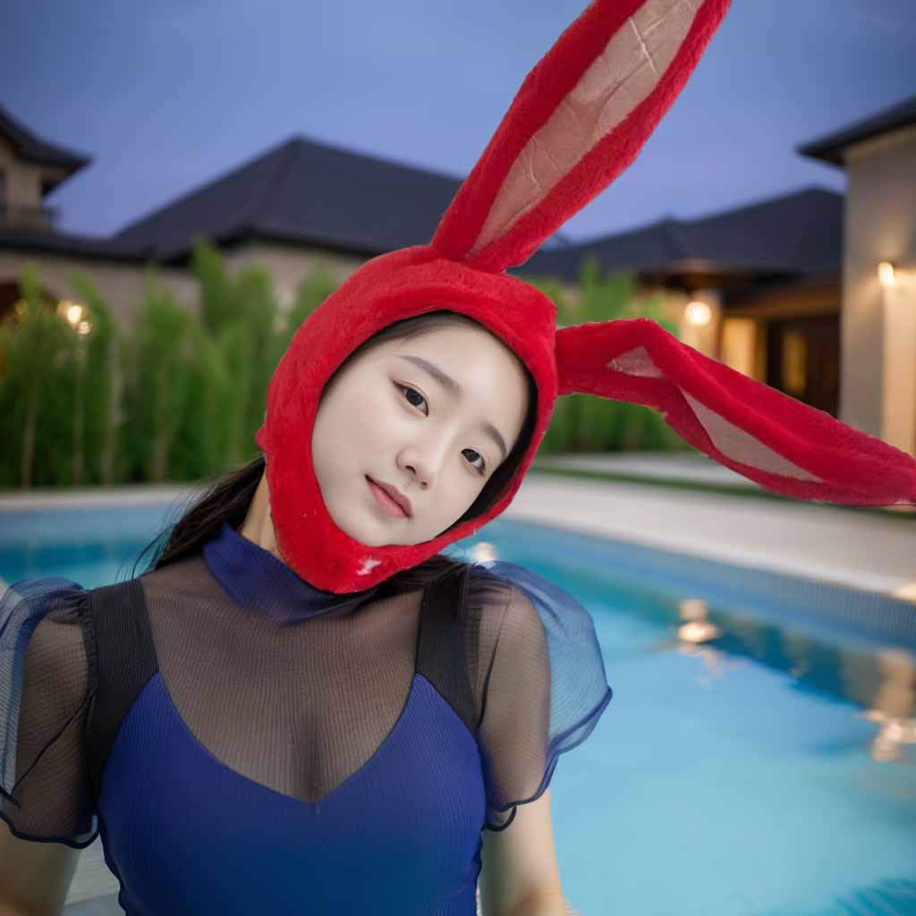 Actuando chica suave, felpa, Lin Xiaozhai, el mismo estilo, orejas de conejo, sombrero, capucha de conejo, accesorios fotográficos, accesorios fotográficos