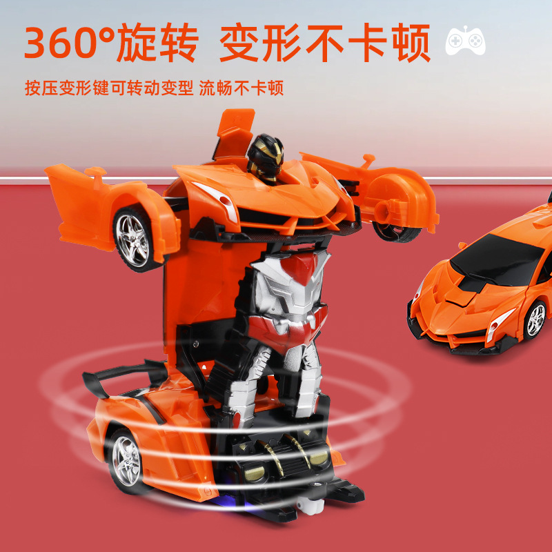 Control remoto transfronterizo con una tecla coche de deformación robot eléctrico modelo de carreras niño niño juguete coche de control remoto al por mayor