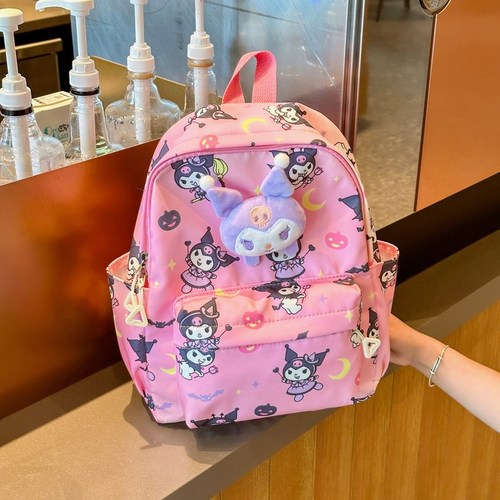 2025 Spring Sanrio Student School Bag Cartoon Plush Doll Nylon Double Shoulder Bag for Elementary School Students