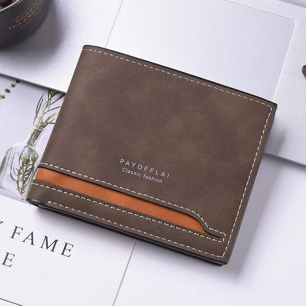 2025 New Cross-Border Frosted Fabric Retro Splicing Contrasting Color Wallet Men's Horizontal Short Card Holder Wallet