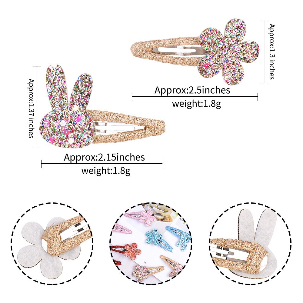 Girl'S Cute Rabbit Flower Non-Woven Bronzing Glitter Hair Clip display picture 2