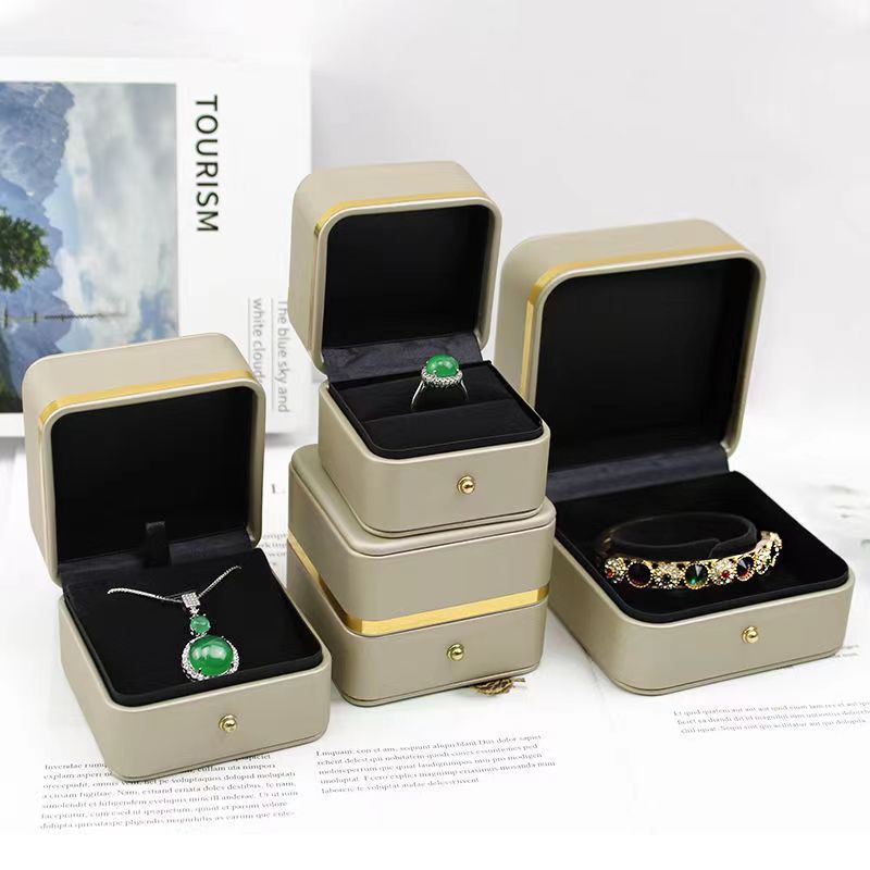 高端圆角pu皮质金边首饰盒戒指盒吊坠项链盒手链礼物饰品盒轻奢