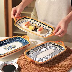 Fish Plate Japanese Style Internet Celebrity High Beauty Vegetable Plate Fruit Plate Thick Steaming Fish Plate Creative Plate Household Ceramic Dinner Plate