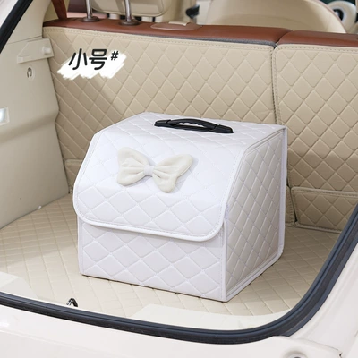 Car trunk storage box: Car storage bag/box - small-folding-storage-box-with-white-velvet-bow