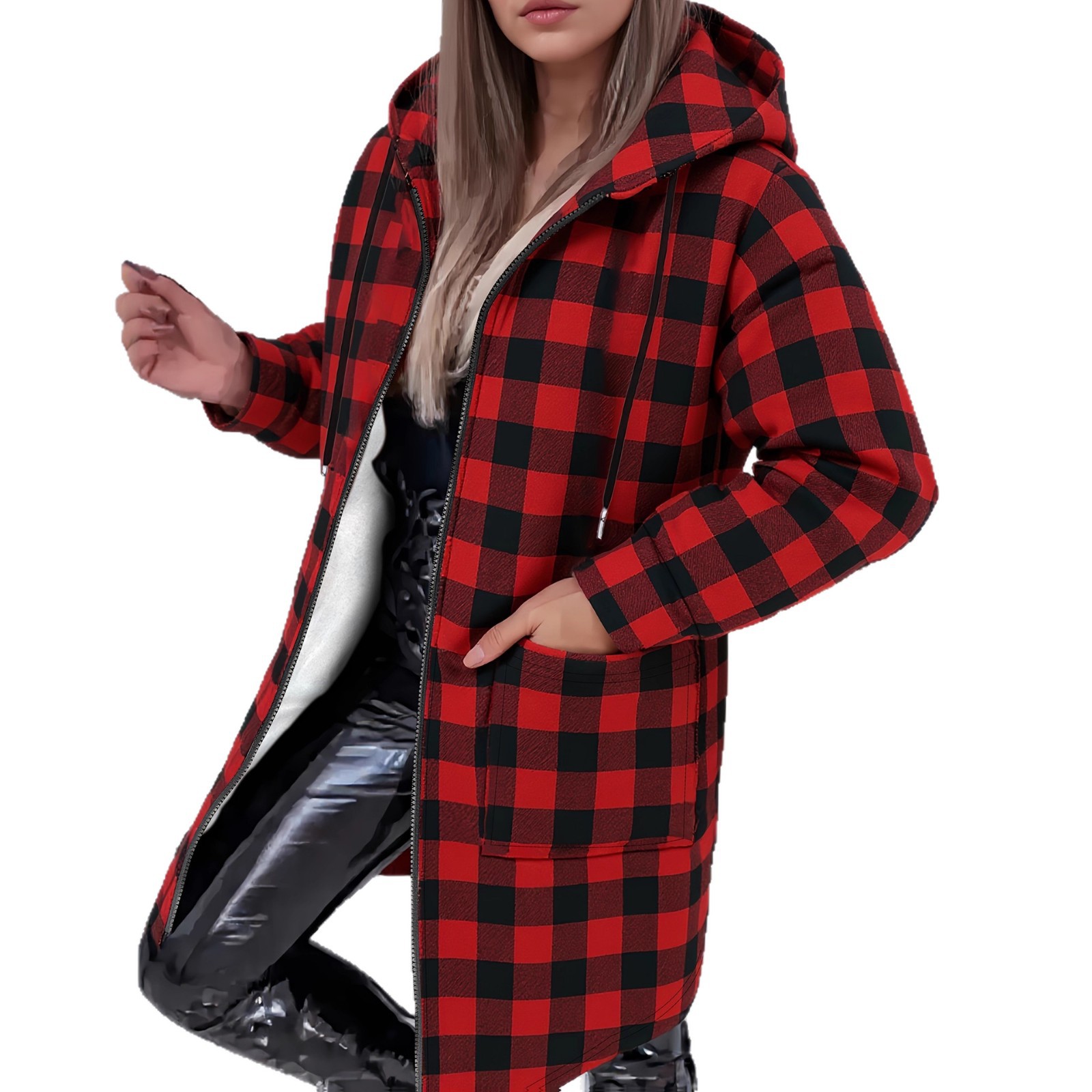 Women's Casual Long Hooded Jacket Fleece Lined Windproof Autumn Winter Outerwear Retro Style Popular_voghion.com