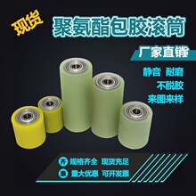 现货pu包胶滚轮聚氨脂包胶轮无动力滚筒双轴承胶辊抗静电静音耐磨
