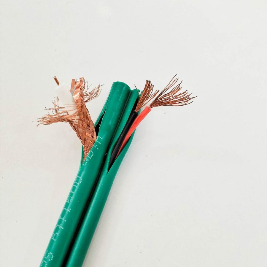 同轴射频线RG59+2C双供电综合线RG59 power亮眼绿色护套