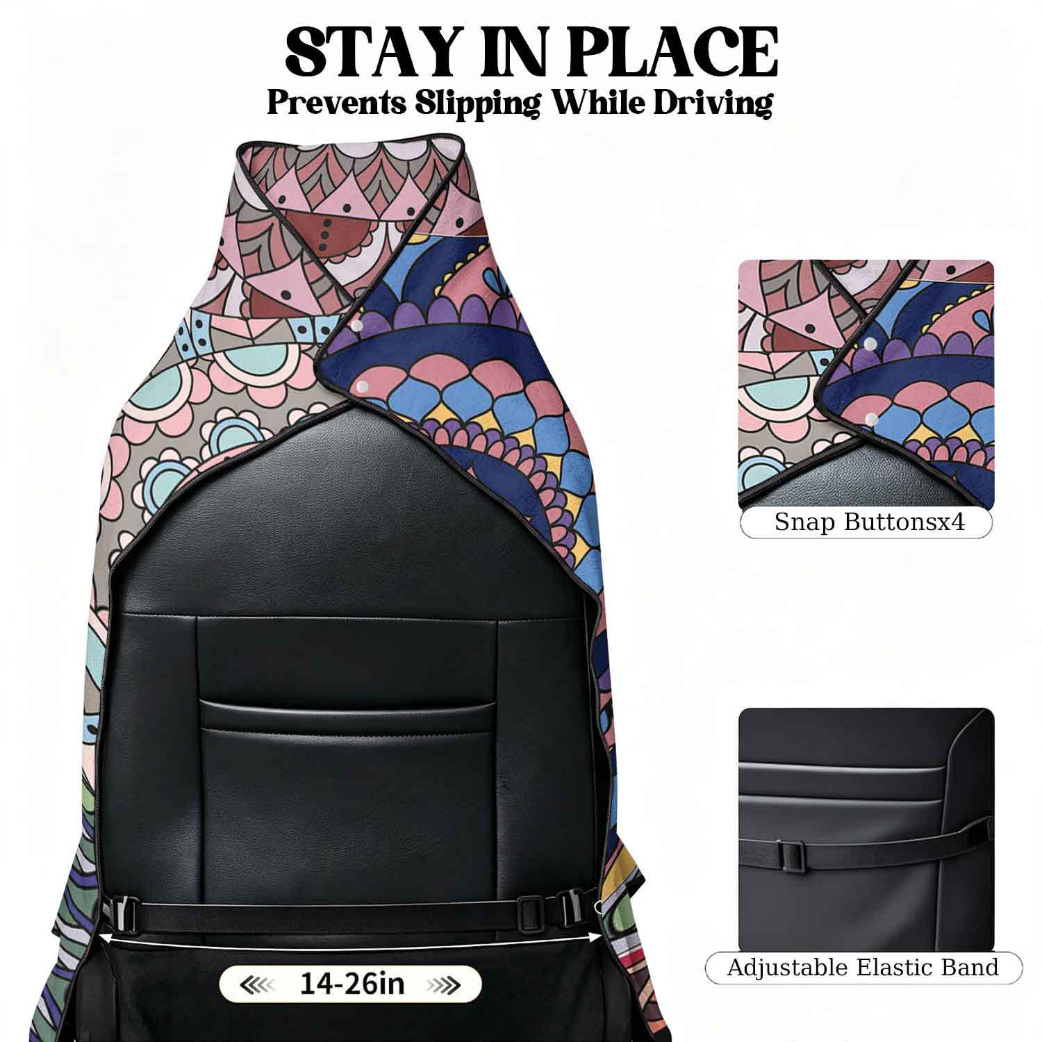Printed bath towel and car seat cover 2-in-1, ultra-fine fiber outdoor beach and car dual-use universal seat cushion