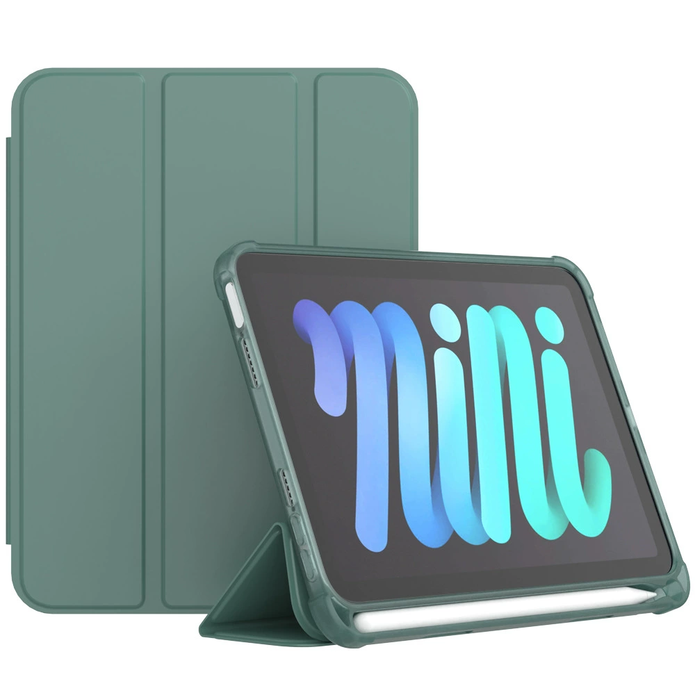 Защитный чехол (iPad) для iPad mini 6 — PU и силиконовый трёхстворчатый подставка, слот для ручки, соты против падения