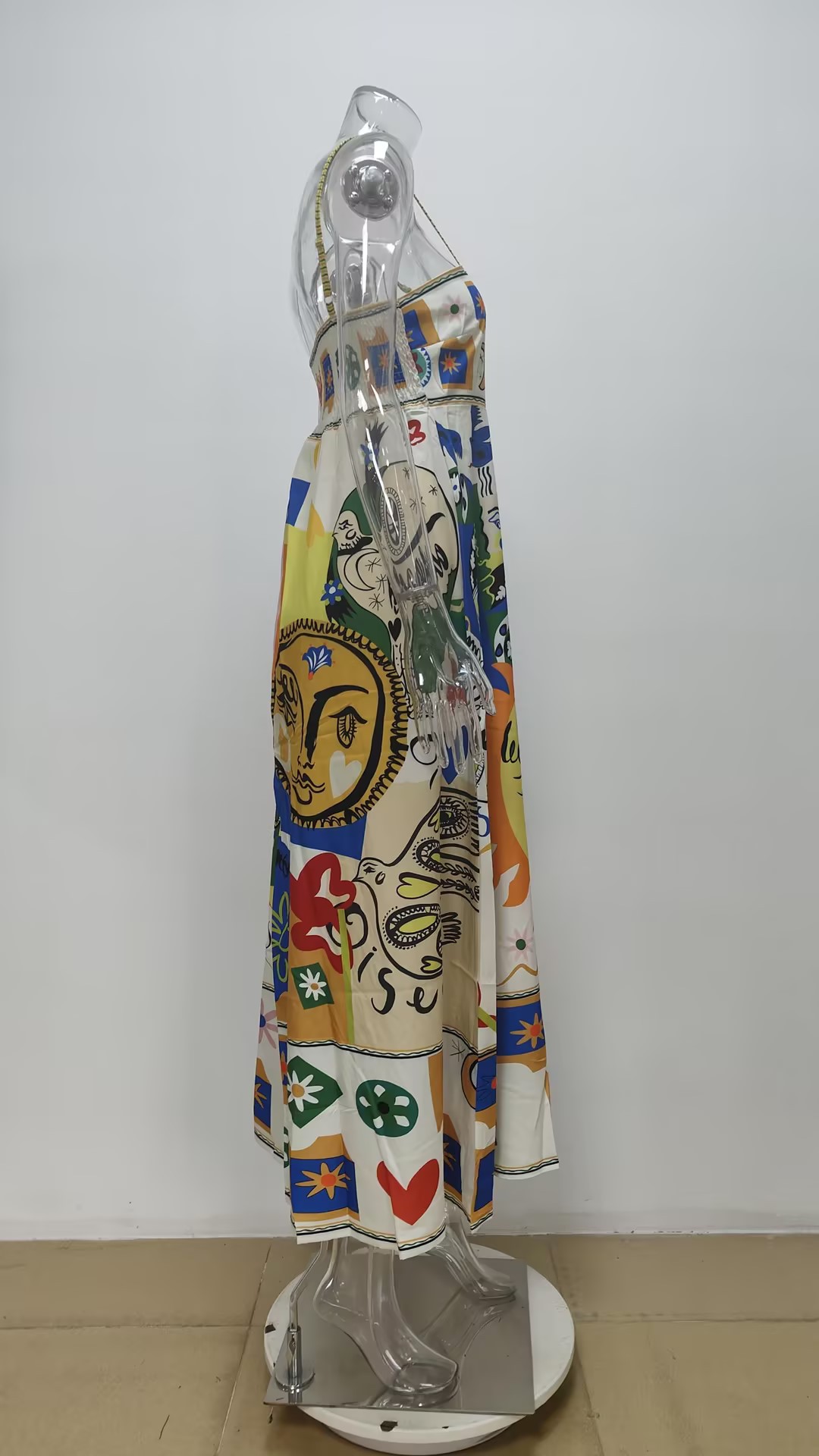 2026 New Spring Women's Clothing, Cross-Border European And American Dresses, Fashionable Graffiti Sleeveless Flared_ecoleips.com