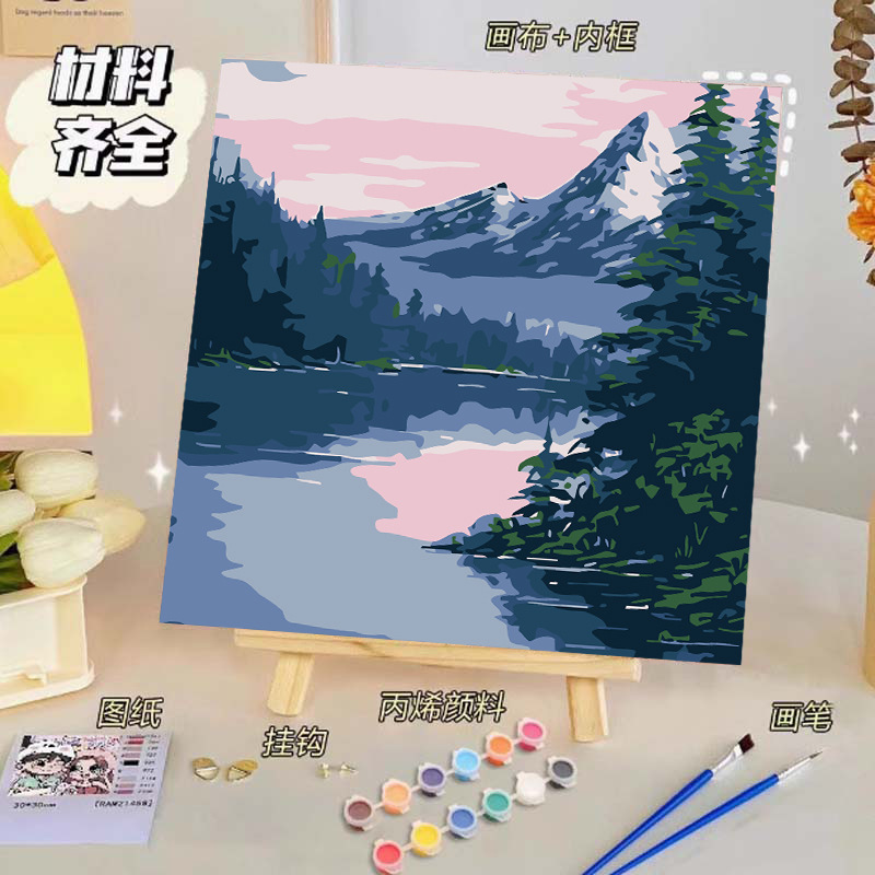 Pintura al óleo digital de bricolaje, dibujos animados para niños, pinturas para colorear hechas a mano, lindos puestos de animación curativos, comercio exterior transfronterizo