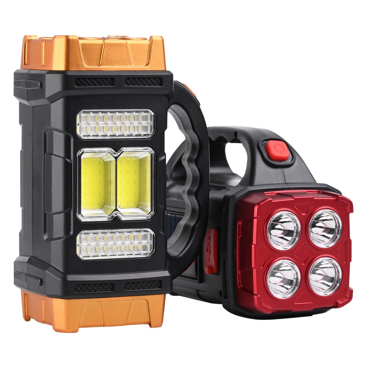 Linterna de Mano Recargable COB Solar/USB, para Camping y Emergencias